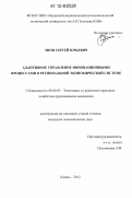 Зюзя, Сергей Юрьевич. Адаптивное управление инновационными процессами в региональной экономической системе: дис. кандидат экономических наук: 08.00.05 - Экономика и управление народным хозяйством: теория управления экономическими системами; макроэкономика; экономика, организация и управление предприятиями, отраслями, комплексами; управление инновациями; региональная экономика; логистика; экономика труда. Казань. 2012. 142 с.