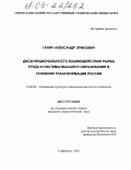 Гапич, Александр Эрикович. Дисфункциональность взаимодействия рынка труда и системы высшего образования в условиях трансформации России: дис. кандидат социологических наук: 22.00.04 - Социальная структура, социальные институты и процессы. Ставрополь. 2005. 178 с.