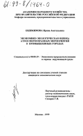 Евдокимова, Ирина Анатольевна. Экономико-экологическая оценка атмосфероохранных мероприятий в промышленных городах: дис. кандидат экономических наук: 08.00.19 - Экономика природопользования и охраны окружающей среды. Москва. 1999. 150 с.