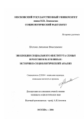 Носкова, Антонина Вячеславовна. Эволюция социального института семьи в России в IX - XVII веках: историко-социологический анализ: дис. кандидат социологических наук: 22.00.04 - Социальная структура, социальные институты и процессы. Москва. 2001. 130 с.
