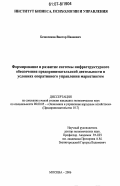 Безносиков, Виктор Иванович. Формирование и развитие системы инфраструктурного обеспечения предпринимательской деятельности в условиях оперативного управления маркетингом: дис. кандидат экономических наук: 08.00.05 - Экономика и управление народным хозяйством: теория управления экономическими системами; макроэкономика; экономика, организация и управление предприятиями, отраслями, комплексами; управление инновациями; региональная экономика; логистика; экономика труда. Москва. 2006. 151 с.
