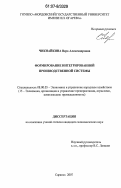 Чикнайкина, Вера Александровна. Формирование интегрированной производственной системы: дис. кандидат экономических наук: 08.00.05 - Экономика и управление народным хозяйством: теория управления экономическими системами; макроэкономика; экономика, организация и управление предприятиями, отраслями, комплексами; управление инновациями; региональная экономика; логистика; экономика труда. Саранск. 2007. 168 с.