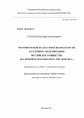 Сергеев, Владимир Владимирович. Формирование культурной безопасности в условиях модернизации российского общества: на примере московского мегаполиса: дис. доктор социологических наук: 22.00.06 - Социология культуры, духовной жизни. Москва. 2011. 343 с.
