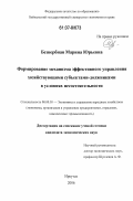 Безвербная, Марина Юрьевна. Формирование механизма эффективного управления хозяйствующими субъектами-должниками в условиях несостоятельности: дис. кандидат экономических наук: 08.00.05 - Экономика и управление народным хозяйством: теория управления экономическими системами; макроэкономика; экономика, организация и управление предприятиями, отраслями, комплексами; управление инновациями; региональная экономика; логистика; экономика труда. Иркутск. 2006. 208 с.