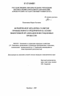 Подкопаева, Мария Олеговна. Формирование механизма развития промышленного предприятия на основе эффективной организации инвестиционных процессов: дис. кандидат экономических наук: 08.00.05 - Экономика и управление народным хозяйством: теория управления экономическими системами; макроэкономика; экономика, организация и управление предприятиями, отраслями, комплексами; управление инновациями; региональная экономика; логистика; экономика труда. Оренбург. 2007. 203 с.