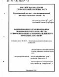 Алигаджиев, Магомед Мухатович. Формирование организационно-экономического механизма реформирования агропромышленного комплекса региона: дис. кандидат экономических наук: 08.00.05 - Экономика и управление народным хозяйством: теория управления экономическими системами; макроэкономика; экономика, организация и управление предприятиями, отраслями, комплексами; управление инновациями; региональная экономика; логистика; экономика труда. Махачкала. 2001. 182 с.