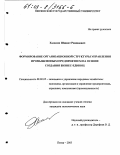 Халилов, Шавкат Рашидович. Формирование организационной структуры управления промышленным предприятием на основе создания бизнес-единиц: дис. кандидат экономических наук: 08.00.05 - Экономика и управление народным хозяйством: теория управления экономическими системами; макроэкономика; экономика, организация и управление предприятиями, отраслями, комплексами; управление инновациями; региональная экономика; логистика; экономика труда. Пенза. 2003. 192 с.