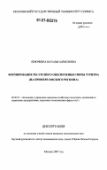 Левочкина, Наталья Алексеевна. Формирование ресурсного обеспечения сферы туризма: на примере Омского региона: дис. кандидат экономических наук: 08.00.05 - Экономика и управление народным хозяйством: теория управления экономическими системами; макроэкономика; экономика, организация и управление предприятиями, отраслями, комплексами; управление инновациями; региональная экономика; логистика; экономика труда. Москва. 2007. 195 с.