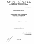 Сафонова, Татьяна Юрьевна. Формирование рынка производных финансовых инструментов в Российской Федерации: дис. кандидат экономических наук: 08.00.10 - Финансы, денежное обращение и кредит. Москва. 2003. 166 с.