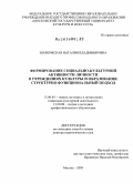 Шарковская, Наталия Владимировна. Формирование социально-культурной активности личности в учреждениях культуры и образования: структурно-функциональный подход: дис. доктор педагогических наук: 13.00.05 - Теория, методика и организация социально-культурной деятельности. Москва. 2009. 435 с.