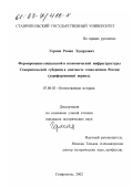 Герман, Роман Эдуардович. Формирование социальной и экономической инфраструктуры Ставропольской губернии в контексте геополитики России: Дореформенный период: дис. кандидат исторических наук: 07.00.02 - Отечественная история. Ставрополь. 2002. 321 с.