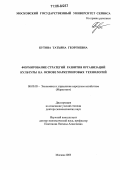 Бутова, Татьяна Георгиевна. Формирование стратегий развития организаций культуры на основе маркетинговых технологий: дис. доктор экономических наук: 08.00.05 - Экономика и управление народным хозяйством: теория управления экономическими системами; макроэкономика; экономика, организация и управление предприятиями, отраслями, комплексами; управление инновациями; региональная экономика; логистика; экономика труда. Москва. 2005. 374 с.