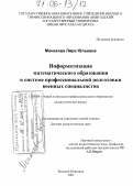 Монахова, Лира Юльевна. Информатизация математического образования в системе профессиональной подготовки военных специалистов: дис. доктор педагогических наук: 13.00.08 - Теория и методика профессионального образования. Великий Новгород. 2005. 421 с.