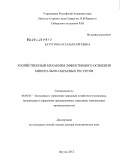 Батугина, Наталья Сергеевна. Хозяйственный механизм эффективного освоения минерально-сырьевых ресурсов: дис. доктор экономических наук: 08.00.05 - Экономика и управление народным хозяйством: теория управления экономическими системами; макроэкономика; экономика, организация и управление предприятиями, отраслями, комплексами; управление инновациями; региональная экономика; логистика; экономика труда. Якутск. 2012. 295 с.