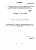 Мельман, Ирина Викторовна. Кластерная форма организации лесопромышленных предприятий: дис. кандидат экономических наук: 08.00.05 - Экономика и управление народным хозяйством: теория управления экономическими системами; макроэкономика; экономика, организация и управление предприятиями, отраслями, комплексами; управление инновациями; региональная экономика; логистика; экономика труда. Красноярск. 2006. 187 с.
