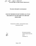 Радченко, Дмитрий Александрович. Конституционное право человека на труд и механизм его реализации в Российской Федерации: дис. кандидат юридических наук: 12.00.02 - Конституционное право; муниципальное право. Москва. 2004. 216 с.