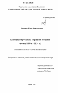 Кашаева, Юлия Анатольевна. Кустарные промыслы Пермской губернии: конец 1880-х-1914 г.: дис. кандидат исторических наук: 07.00.02 - Отечественная история. Пермь. 2007. 283 с.