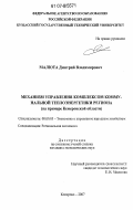 Малюта, Дмитрий Владимирович. Механизм управления комплексом коммунальной теплоэнергетики региона: на примере Кемеровской области: дис. кандидат экономических наук: 08.00.05 - Экономика и управление народным хозяйством: теория управления экономическими системами; макроэкономика; экономика, организация и управление предприятиями, отраслями, комплексами; управление инновациями; региональная экономика; логистика; экономика труда. Кемерово. 2007. 225 с.