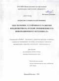 Колосова, Татьяна Валентиновна. Обеспечение устойчивого развития предприятия на основе повышения его инновационного потенциала: дис. доктор экономических наук: 08.00.05 - Экономика и управление народным хозяйством: теория управления экономическими системами; макроэкономика; экономика, организация и управление предприятиями, отраслями, комплексами; управление инновациями; региональная экономика; логистика; экономика труда. Нижний Новгород. 2011. 288 с.
