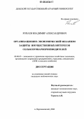 Ропаев, Владимир Александрович. Организационно-экономический механизм защиты имущественных интересов сельхозтоваропроизводителей: дис. кандидат экономических наук: 08.00.05 - Экономика и управление народным хозяйством: теория управления экономическими системами; макроэкономика; экономика, организация и управление предприятиями, отраслями, комплексами; управление инновациями; региональная экономика; логистика; экономика труда. п. Персиановский. 2006. 163 с.