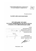 Малый, Александр Федорович. Организация органов государственной власти области как субъекта Российской Федерации: дис. доктор юридических наук: 12.00.02 - Конституционное право; муниципальное право. Северодвинск. 2000. 343 с.
