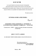 Хрунова, Юлия Алексеевна. Освоение стихосложения А.С. Пушкина в эстетическом развитии учащихся 6-7 классов: дис. кандидат педагогических наук: 13.00.02 - Теория и методика обучения и воспитания (по областям и уровням образования). Москва. 2006. 244 с.