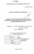 Грунская, Любовь Валентиновна. Оценка параметров электрического поля приземного слоя атмосферы на основе метода корреляционного приема: дис. доктор технических наук: 05.12.04 - Радиотехника, в том числе системы и устройства телевидения. Владимир. 2006. 267 с.
