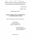 Федюнина, Дина Юрьевна. Оценка типов сред ландшафтов Ставропольского края: дис. кандидат географических наук: 25.00.26 - Землеустройство, кадастр и мониторинг земель. Ставрополь. 2004. 129 с.