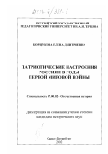 Борщукова, Елена Дмитриевна. Патриотические настроения россиян в годы Первой Мировой войны: дис. кандидат исторических наук: 07.00.02 - Отечественная история. Санкт-Петербург. 2002. 165 с.