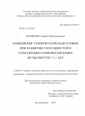Шамонин, Андрей Валентинович. Повышение технической подготовки при развитии способностей к сохранению равновесия юных футболистов 7-11 лет: дис. кандидат педагогических наук: 13.00.04 - Теория и методика физического воспитания, спортивной тренировки, оздоровительной и адаптивной физической культуры. Екатеринбург. 2009. 191 с.
