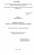Гурьянов, Николай Юрьевич. Правовая культура: сущность, структура, социальные функции: дис. кандидат философских наук: 09.00.11 - Социальная философия. Самара. 2006. 157 с.