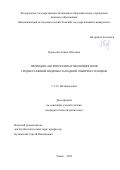 Курасова Алина Олеговна. Природно-антропогенная эволюция почв среднетаежной подзоны Западной Сибири в голоцене: дис. кандидат наук: 00.00.00 - Другие cпециальности. «Национальный исследовательский Томский государственный университет». 2025. 189 с.
