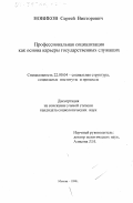 Новиков, Сергей Викторович. Профессиональная социализация как основа карьеры государственных служащих: дис. кандидат социологических наук: 22.00.04 - Социальная структура, социальные институты и процессы. Москва. 1999. 152 с.