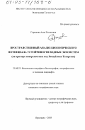 Горшкова, Асия Тихоновна. Пространственный анализ биологического потенциала устойчивости водных экосистем: На примере поверхностных вод Республики Татарстан: дис. кандидат географических наук: 25.00.23 - Физическая география и биогеография, география почв и геохимия ландшафтов. Ярославль. 2003. 158 с.