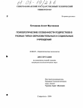 Боташева, Асият Муссаевна. Психологические особенности подростков в разных типах образовательных и социальных учреждений: дис. кандидат психологических наук: 19.00.07 - Педагогическая психология. Ставрополь. 2004. 184 с.