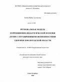 Букина, Ирина Адольфовна. Региональная модель коррекционно-педагогической помощи детям с ограниченными возможностями здоровья в Вологодской области: дис. кандидат педагогических наук: 13.00.03 - Коррекционная педагогика (сурдопедагогика и тифлопедагогика, олигофренопедагогика и логопедия). Санкт-Петербург. 2010. 198 с.