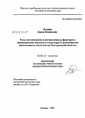 Луговая, Дарья Леонидовна. Роль экотопических и антропогенных факторов в формировании видового и структурного разнообразия южнотаежных лесов: восток Костромской области: дис. кандидат биологических наук: 03.00.16 - Экология. Москва. 2008. 163 с.