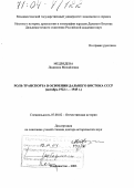 Медведева, Людмила Михайловна. Роль транспорта в освоении Дальнего Востока СССР: Октябрь 1922 г. - 1945 г.: дис. доктор исторических наук: 07.00.02 - Отечественная история. Владивосток. 2003. 489 с.