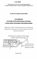 Лелюх, Владимир Федорович. Российская уголовно-исполнительная система: социальные проблемы реформирования: дис. доктор социологических наук: 23.00.02 - Политические институты, этнополитическая конфликтология, национальные и политические процессы и технологии. Кемерово. 2006. 508 с.