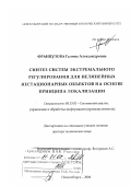 Французова, Галина Александровна. Синтез систем экстремального регулирования для нелинейных нестационарных объектов на основе принципа локализации: дис. доктор технических наук: 05.13.01 - Системный анализ, управление и обработка информации (по отраслям). Новосибирск. 2004. 346 с.