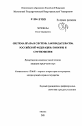 Черенкова, Елена Эдуардовна. Система права и система законодательства Российской Федерации: понятие и соотношение: дис. кандидат юридических наук: 12.00.01 - Теория и история права и государства; история учений о праве и государстве. Москва. 2005. 164 с.