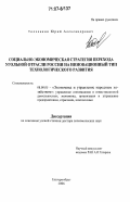 Толченкин, Юрий Александрович. Социально-экономическая стратегия перехода угольной отрасли России на инновационный тип технологического развития: дис. доктор экономических наук: 08.00.05 - Экономика и управление народным хозяйством: теория управления экономическими системами; макроэкономика; экономика, организация и управление предприятиями, отраслями, комплексами; управление инновациями; региональная экономика; логистика; экономика труда. Екатеринбург. 2006. 287 с.