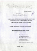 Плесовских, Дмитрий Михайлович. Социально-гигиеническая оценка здоровья юношей, обучающихся в сельских образовательных учреждениях: дис. кандидат медицинских наук: 14.02.03 - Общественное здоровье и здравоохранение. Новокузнецк. 2010. 150 с.