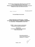 Гальцева, Ирина Анатольевна. Социально-педагогические условия культурно-творческого развития молодежи в сельских учреждениях культуры: дис. кандидат педагогических наук: 13.00.05 - Теория, методика и организация социально-культурной деятельности. Москва. 2011. 184 с.