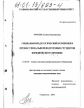 Чурсина, Полина Валентиновна. Социально-педагогический компонент профессиональной подготовки студентов юридического профиля: дис. кандидат педагогических наук: 13.00.08 - Теория и методика профессионального образования. Ставрополь. 2000. 166 с.
