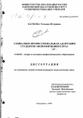 Каткова, Татьяна Игоревна. Социально-профессиональная адаптация студентов экономического вуза: дис. кандидат педагогических наук: 13.00.08 - Теория и методика профессионального образования. Запорожье. 1999. 203 с.