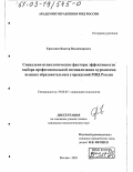 Ермолаев, Виктор Владимирович. Социально-психологические факторы эффективности выбора профессиональной специализации курсантами высших образовательных учреждений МВД России: дис. кандидат психологических наук: 19.00.05 - Социальная психология. Москва. 2003. 241 с.
