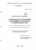 Козявин, Андрей Александрович. Социальное назначение и функции уголовного судопроизводства: дис. кандидат юридических наук: 12.00.09 - Уголовный процесс, криминалистика и судебная экспертиза; оперативно-розыскная деятельность. Курск. 2006. 246 с.