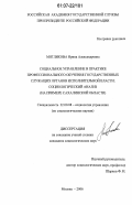 Мятликова, Ирина Александровна. Социальное управление в практике профессионального обучения государственных служащих органов исполнительной власти: социологический анализ: на примере Сахалинской области: дис. кандидат социологических наук: 22.00.08 - Социология управления. Москва. 2006. 155 с.