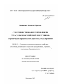 Богачкова, Людмила Юрьевна. Совершенствование управления отраслями российской энергетики: теоретические предпосылки, практика, моделирование: дис. доктор экономических наук: 08.00.05 - Экономика и управление народным хозяйством: теория управления экономическими системами; макроэкономика; экономика, организация и управление предприятиями, отраслями, комплексами; управление инновациями; региональная экономика; логистика; экономика труда. Волгоград. 2007. 421 с.